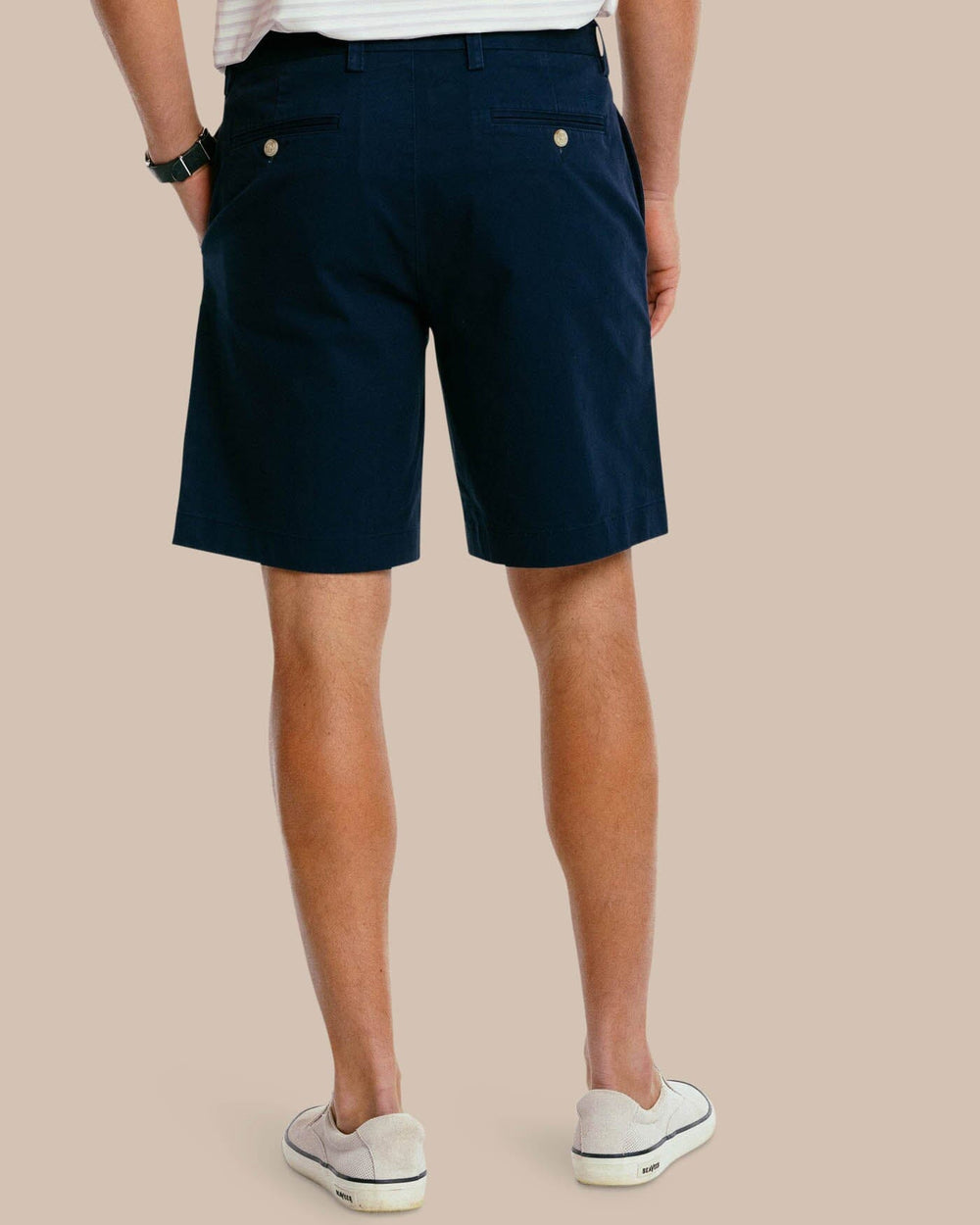 The back view of the Men's New Channel Marker 9 Inch Short by Southern Tide - True Navy