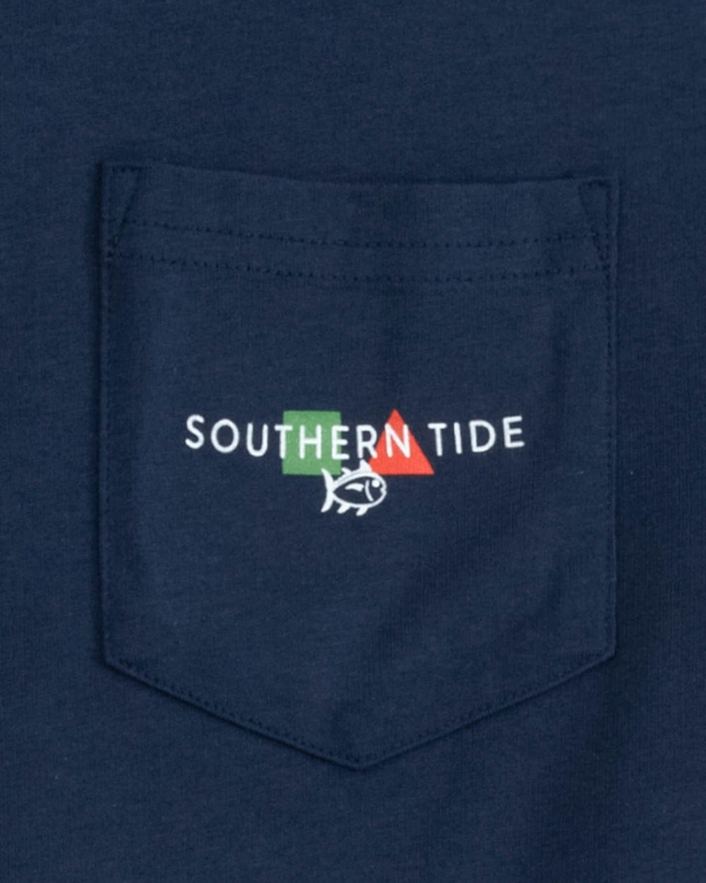 The detail view of the Southern Tide Channel Marker Buoy Short Sleeve T-Shirt by Southern Tide - Navy