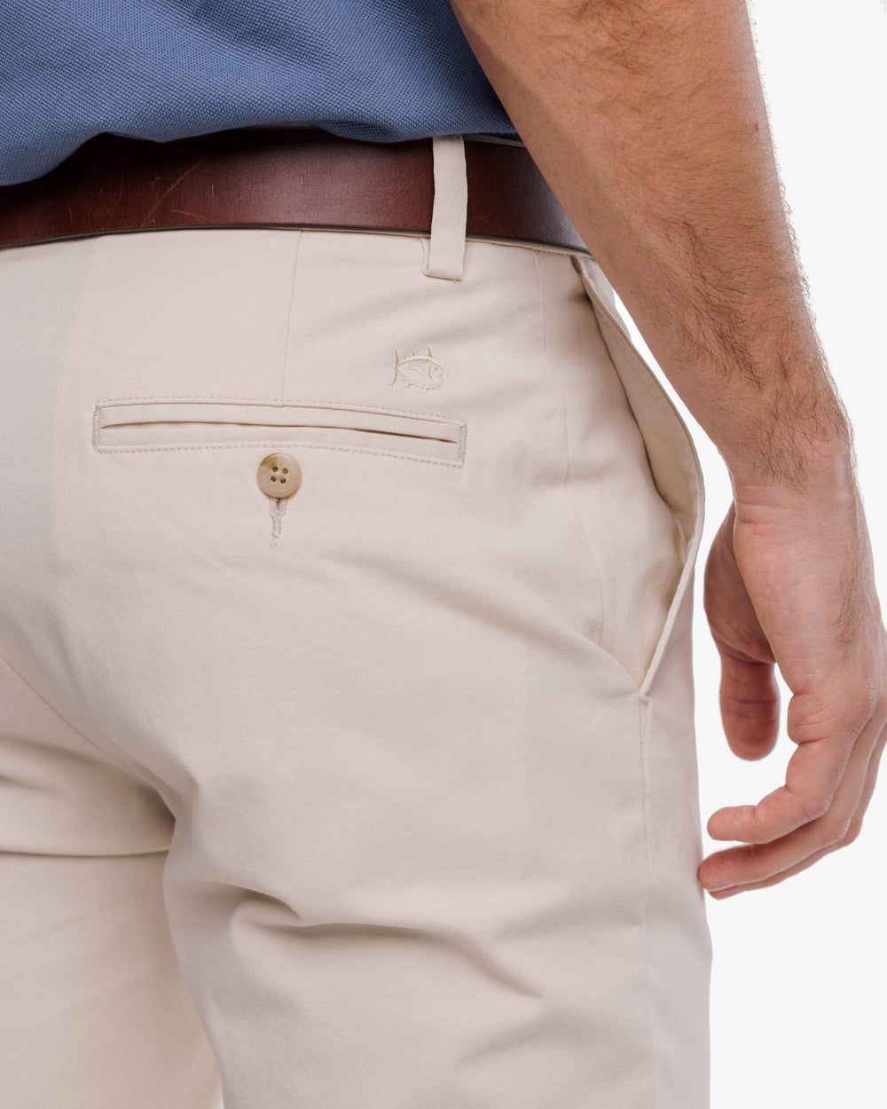 The detail view of the Southern Tide Channel Marker Chino Pant by Southern Tide - Light Khaki