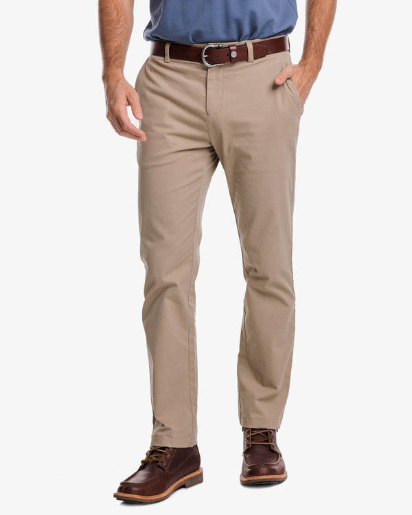 The front view of the Southern Tide Channel Marker Chino Pant by Southern Tide - Sandstone Khaki