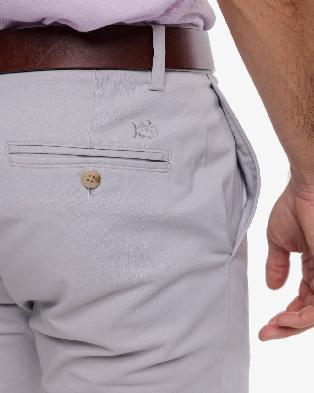 The detail view of the Southern Tide Channel Marker Chino Pant by Southern Tide - Seagull Grey