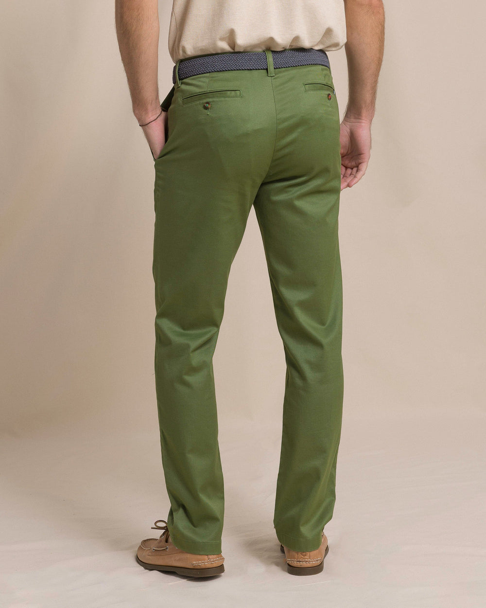 The back view of the Southern Tide Channel Marker Stretch Chino Pant by Southern Tide - Cedar Green