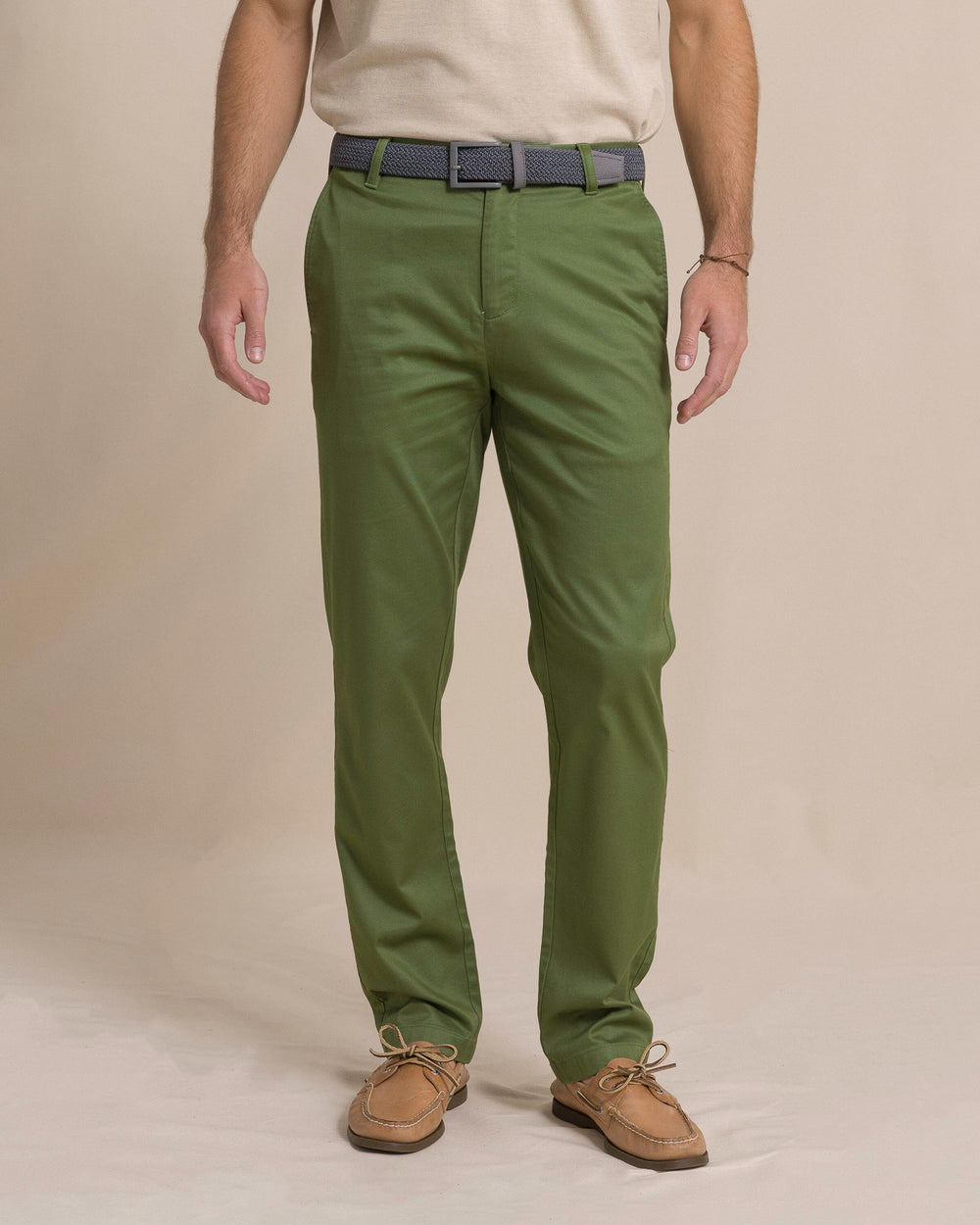 The front view of the Southern Tide Channel Marker Stretch Chino Pant by Southern Tide - Cedar Green