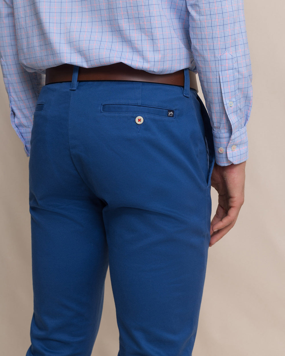 The detail view of the Southern Tide Channel Marker Stretch Chino Pant by Southern Tide - Nautical Blue