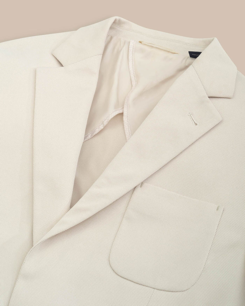 The detail view of the Southern Tide Charleston Blazer by Southern Tide - Perfectly Pale Khaki