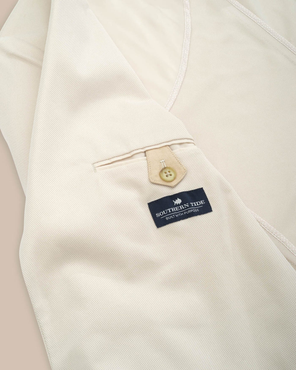 The detail view of the Southern Tide Charleston Navy Blazer by Southern Tide - Perfectly Pale Khaki
