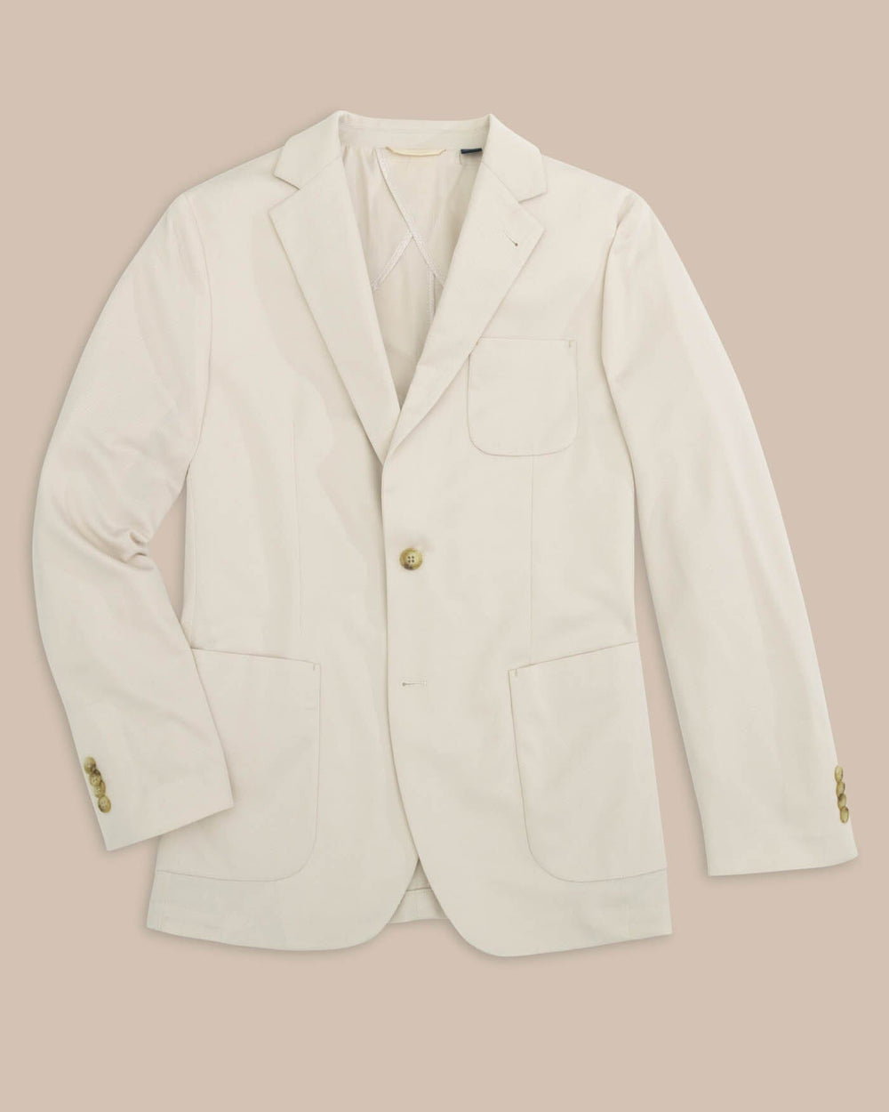 The front view of the Southern Tide Charleston Navy Blazer by Southern Tide - Perfectly Pale Khaki