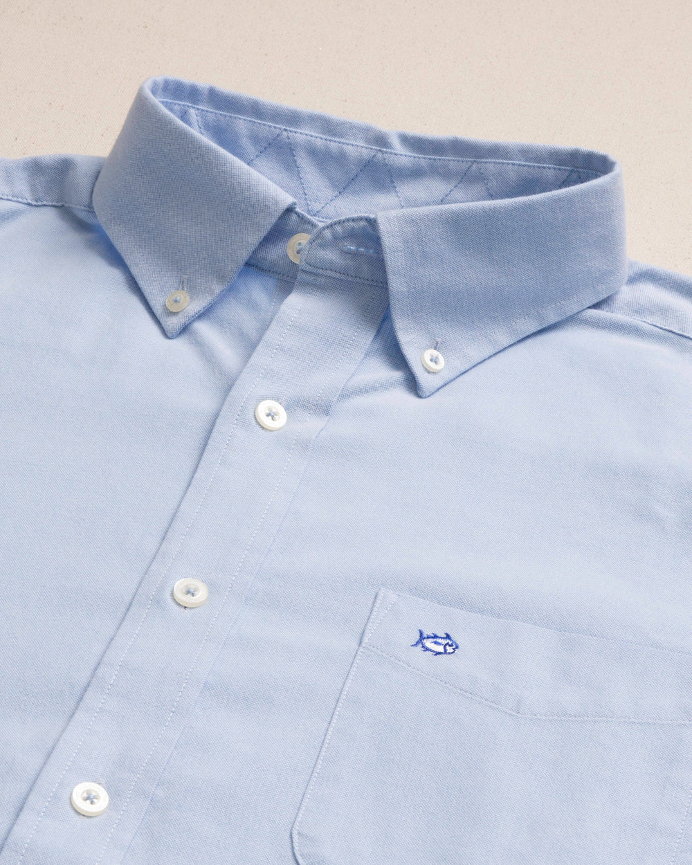 The detail view of the Southern Tide Charleston Oxford Solid Sport Shirt by Southern Tide - Ocean Channel