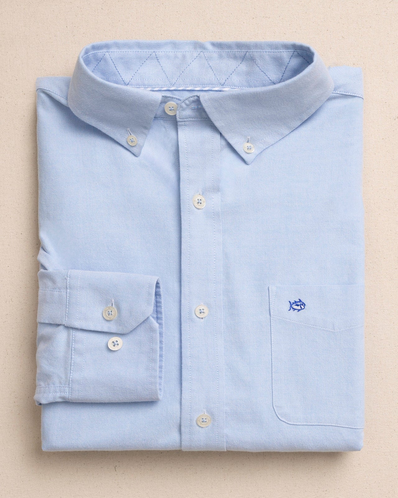 The front view of the Southern Tide Charleston Oxford Solid Sport Shirt by Southern Tide - Ocean Channel