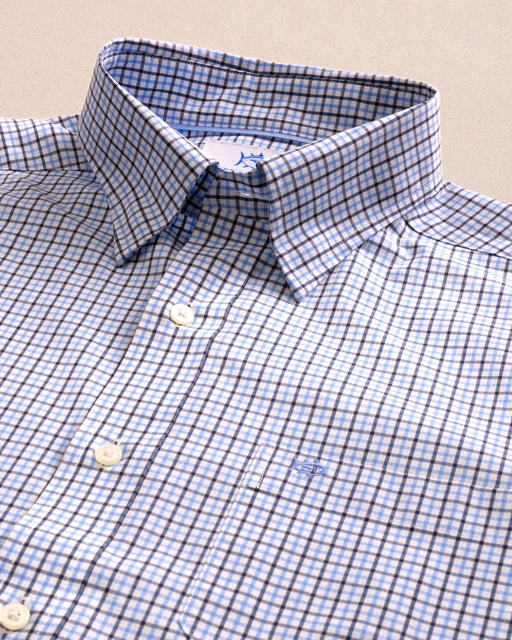 The detail view of the Southern Tide Charleston Summerton Plaid Sport Shirt by Southern Tide - Ocean Channel
