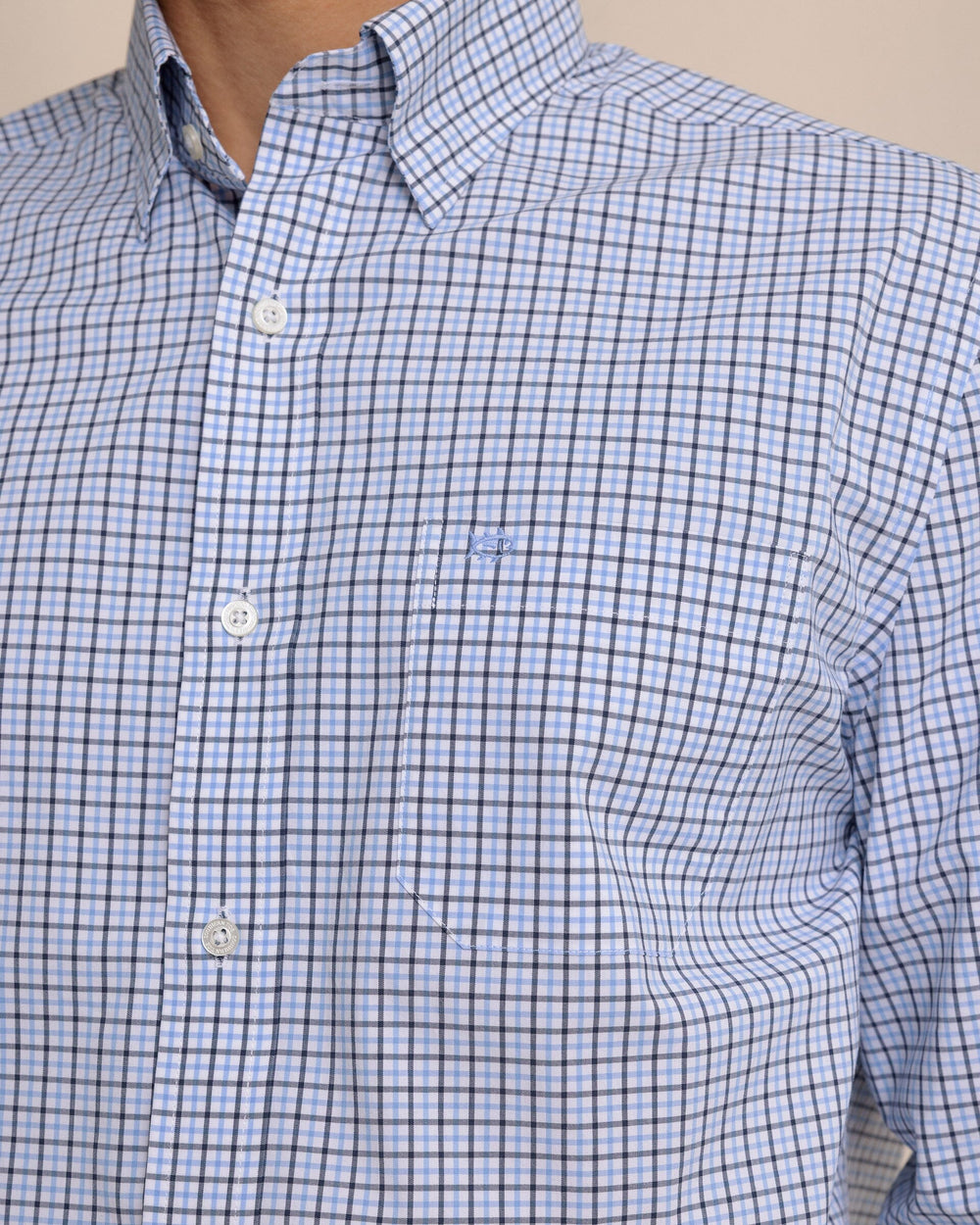 The detail view of the Southern Tide Charleston Summerton Plaid Sport Shirt by Southern Tide - Ocean Channel