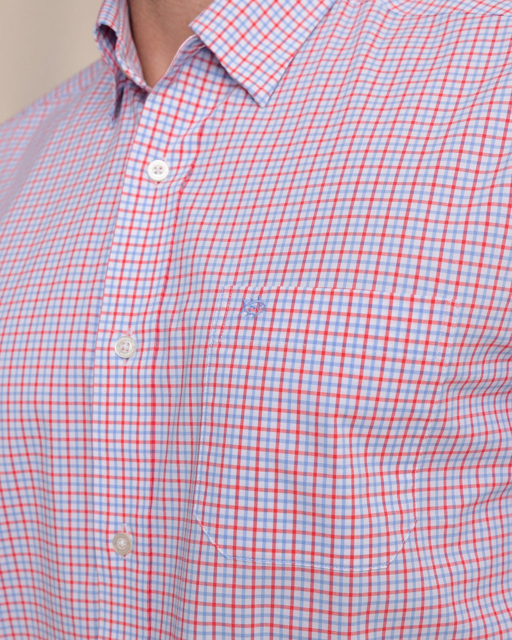 The detail view of the Southern Tide Charleston Summerton Plaid Sport Shirt by Southern Tide - Snapper