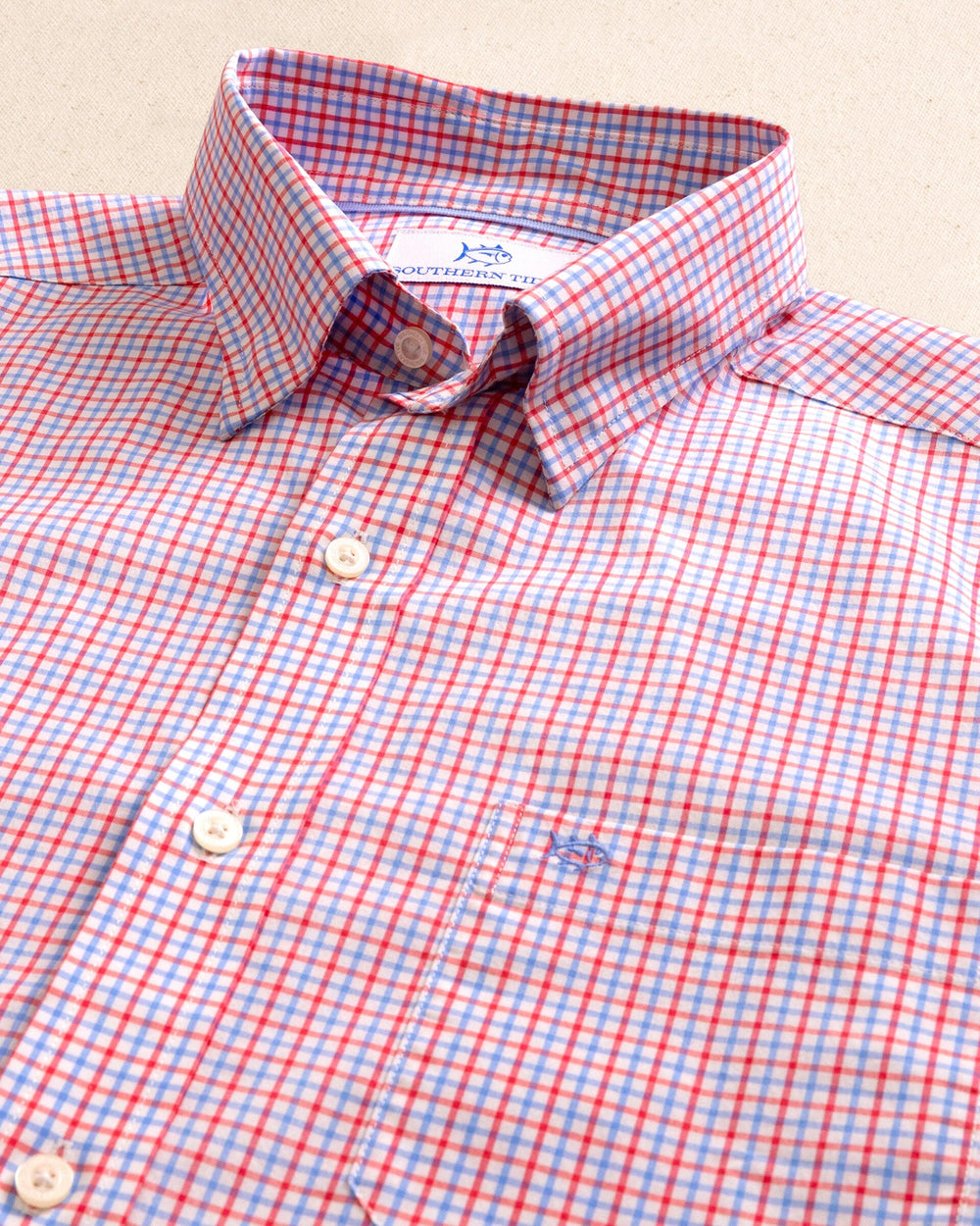 The detail view of the Southern Tide Charleston Summerton Plaid Sport Shirt by Southern Tide - Snapper