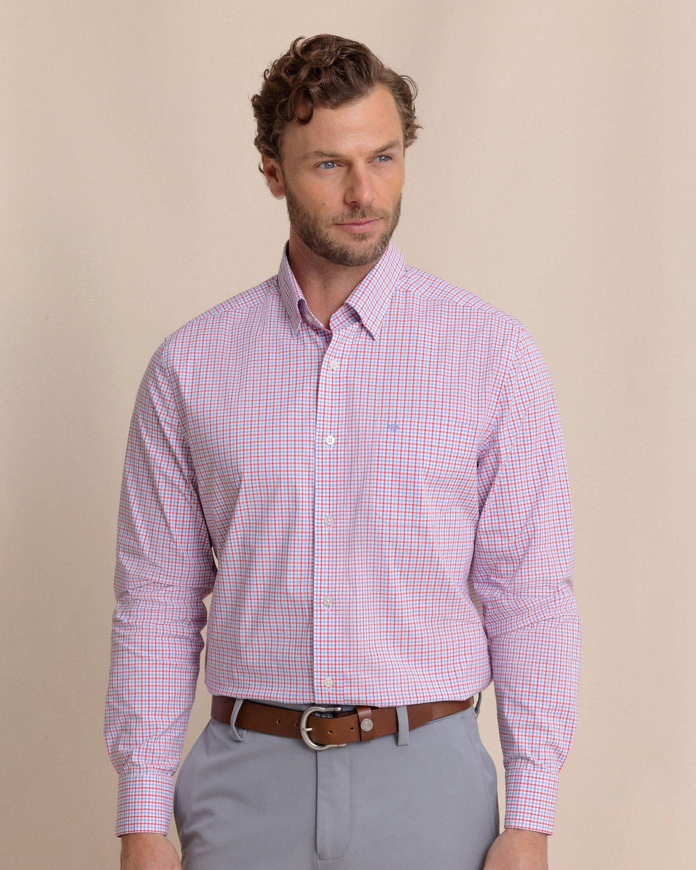 The front view of the Southern Tide Charleston Summerton Plaid Sport Shirt by Southern Tide - Snapper