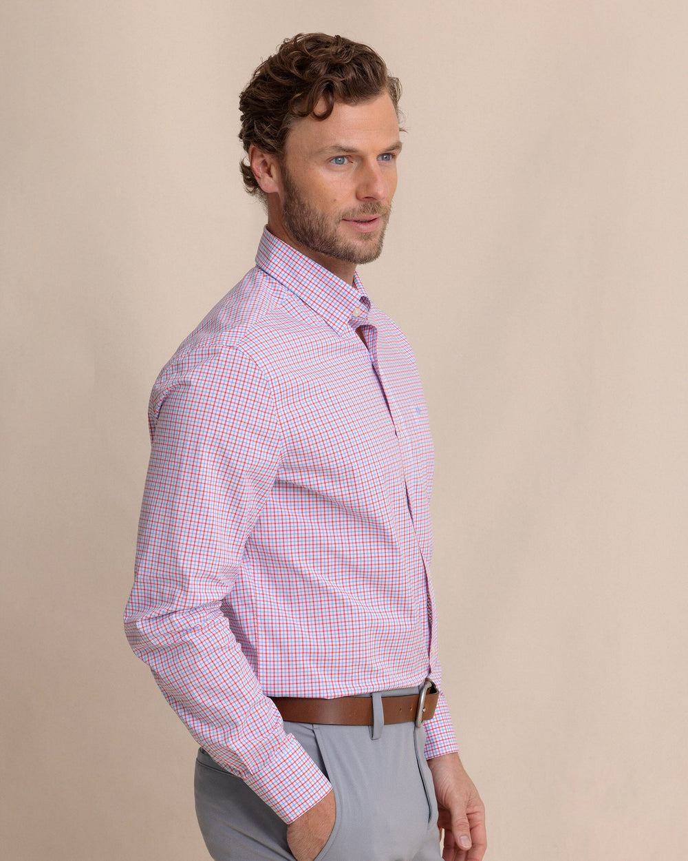 The side view of the Southern Tide Charleston Summerton Plaid Sport Shirt by Southern Tide - Snapper