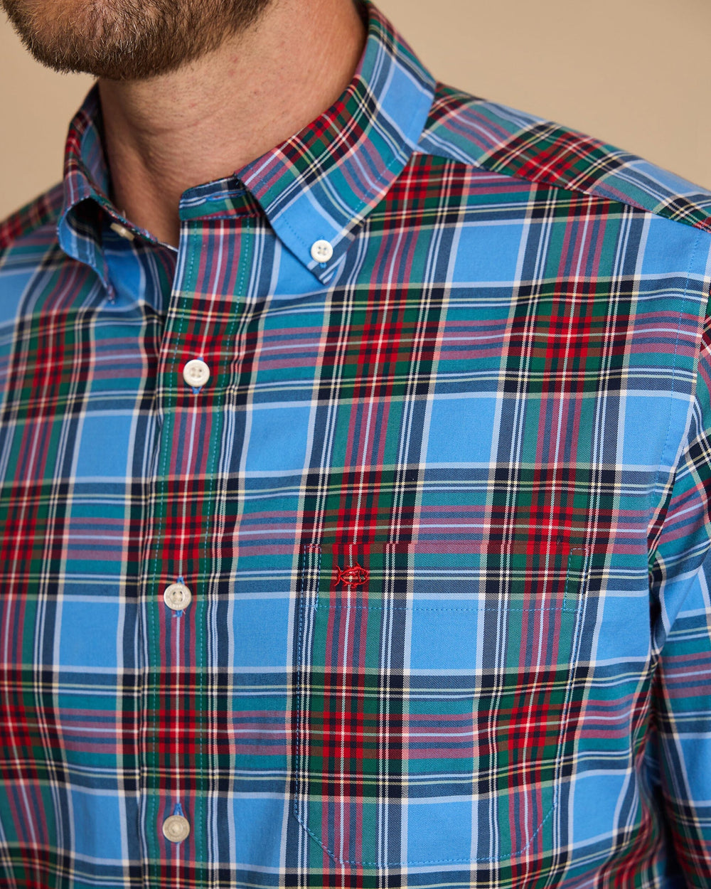 The detail view of the Southern Tide Charlton Skipjack Sport Shirt by Southern Tide - Ocean Channel
