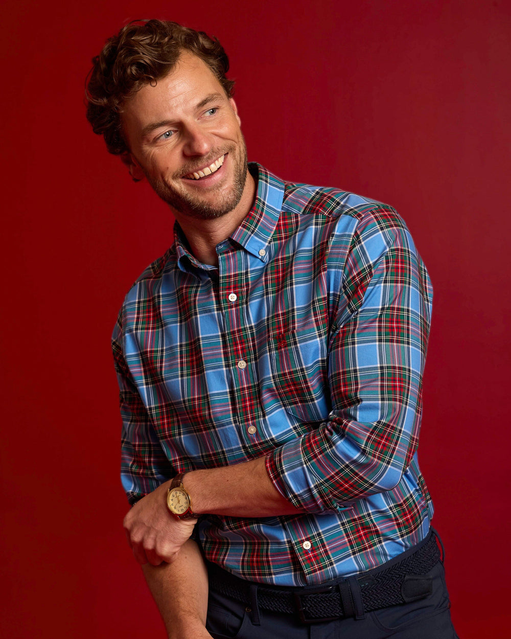 The lifestyle view of the Southern Tide Charlton Skipjack Sport Shirt by Southern Tide - Ocean Channel