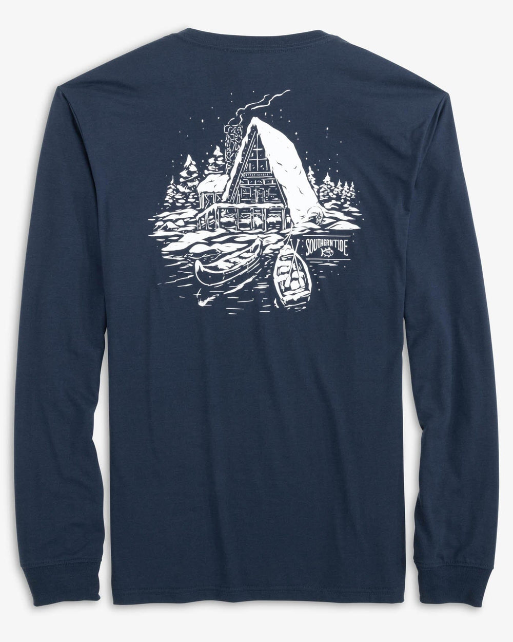 The back view of the Southern Tide Chillin at the Cabin Long Sleeve T-shirt by Southern Tide - True Navy