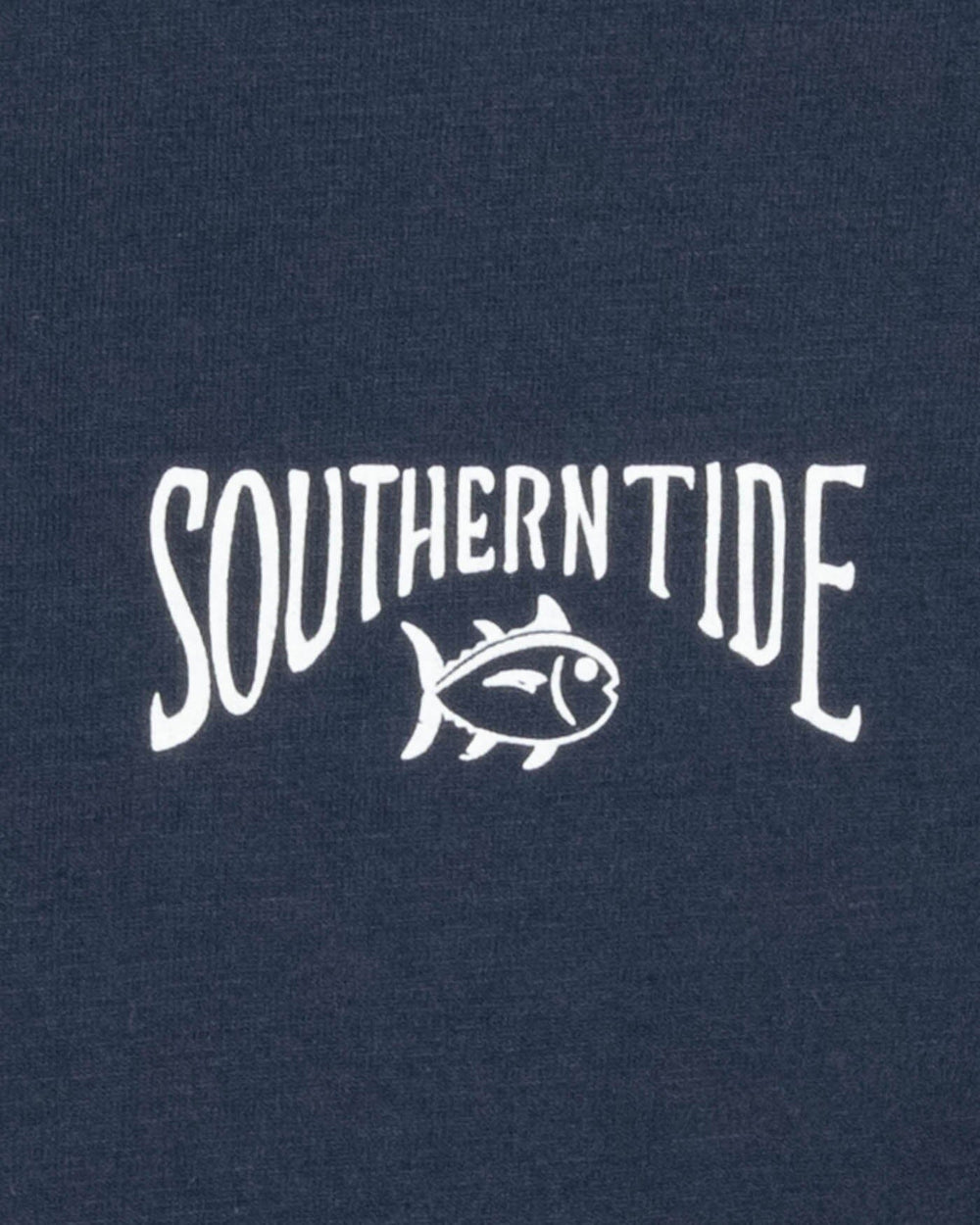 The detail view of the Southern Tide Chillin at the Cabin Long Sleeve T-shirt by Southern Tide - True Navy