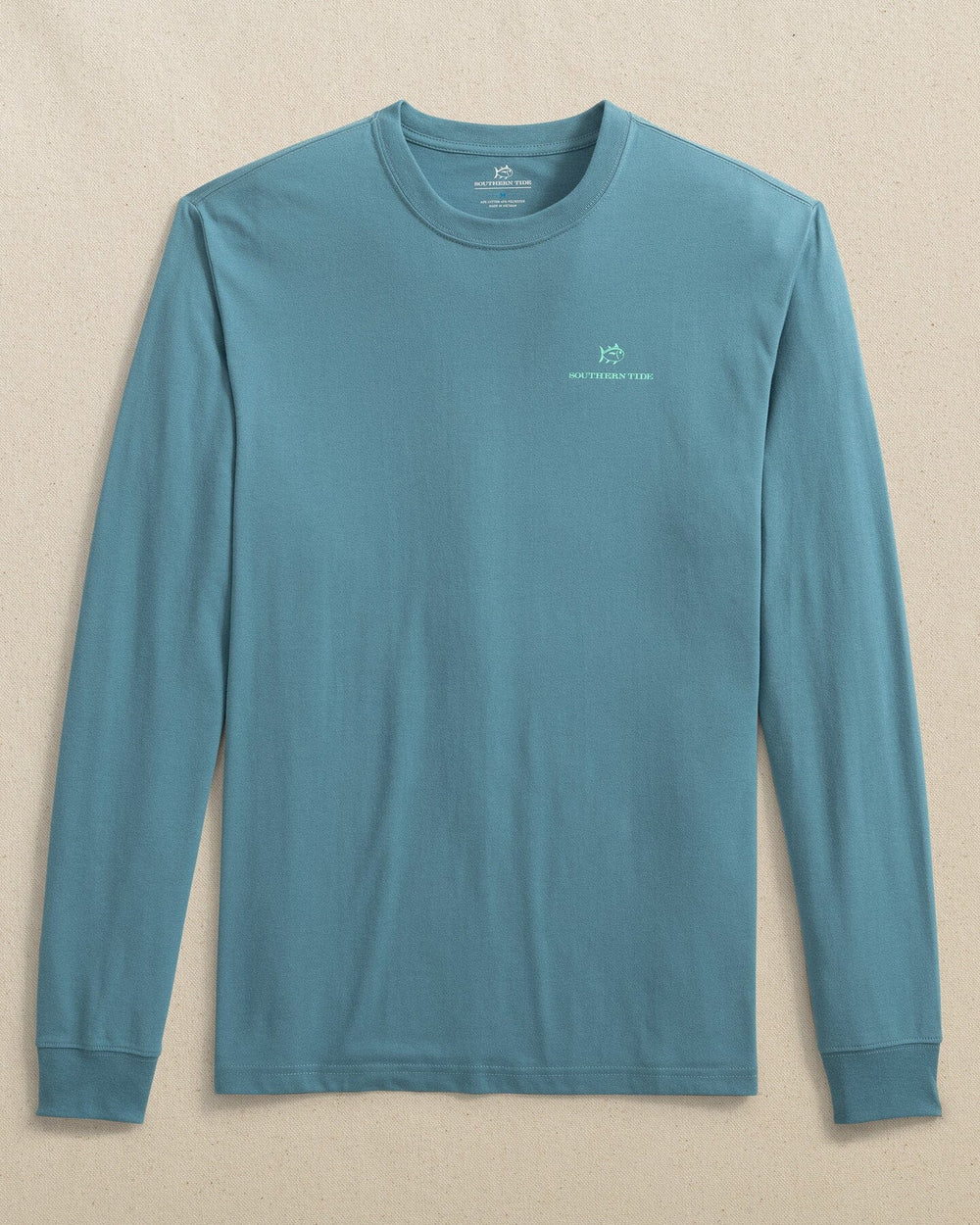 The front view of the Southern Tide Christmas by the Sea Long Sleeve T-Shirt by Southern Tide - Sea Blue