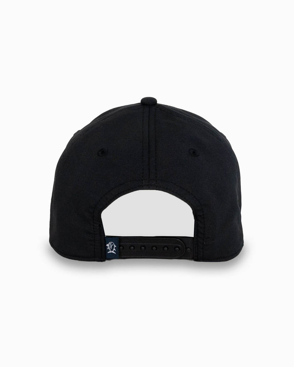 The back view of the Southern Tide Circle Skipjack Patch Performance Hat by Southern Tide - Caviar Black