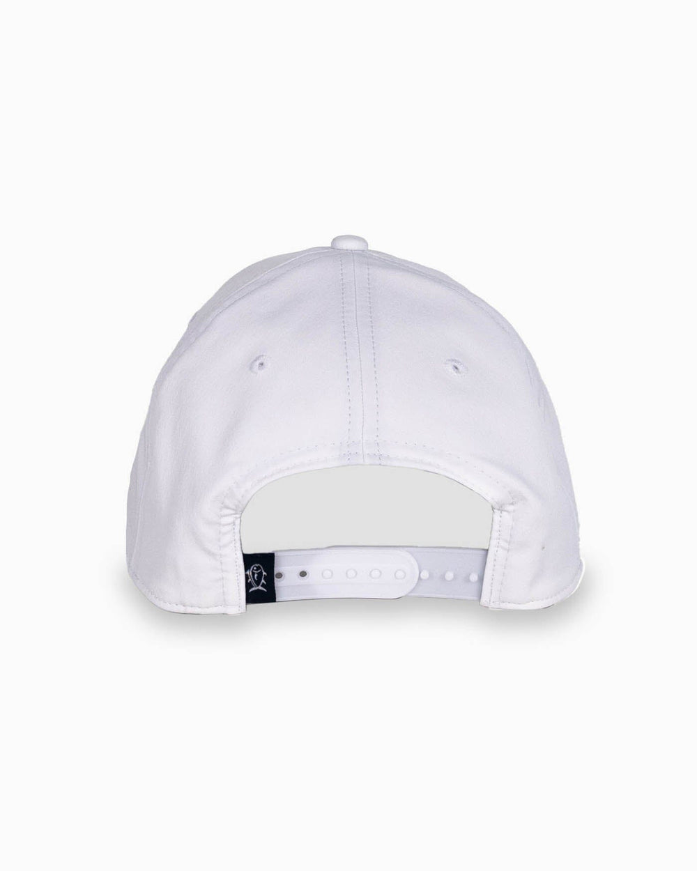 The back view of the Southern Tide Circle Skipjack Patch Performance Hat by Southern Tide - Classic White