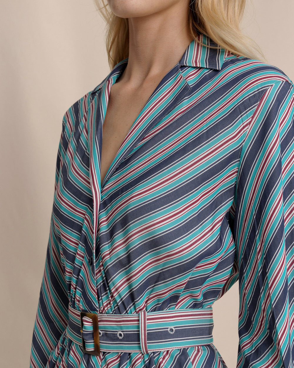 The detail view of the Southern Tide Clarissa Stripe Maxi Dress by Southern Tide - Dress Blue