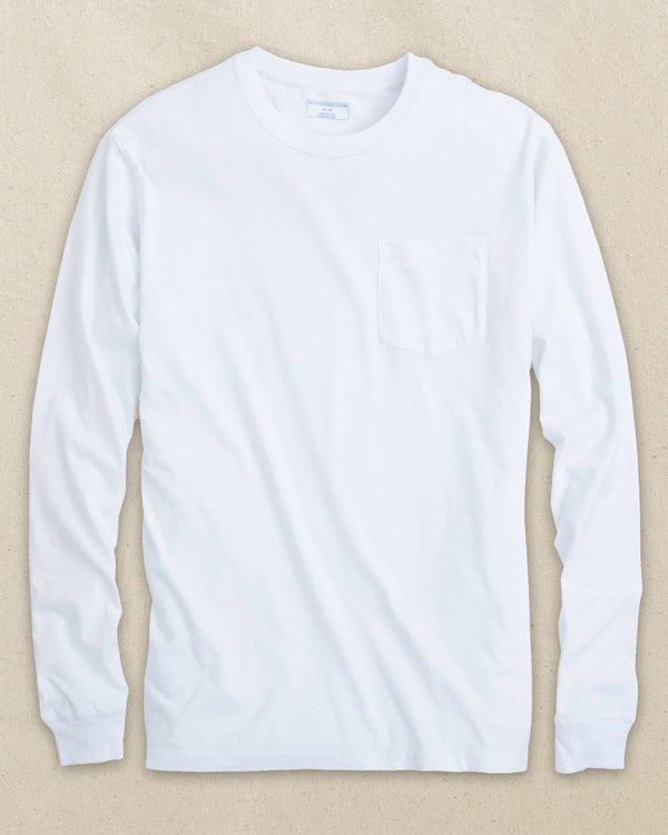 The front view of the Southern Tide Classic Long Sleeve Pocket T-Shirt in Classic White by Southern Tide - Classic White