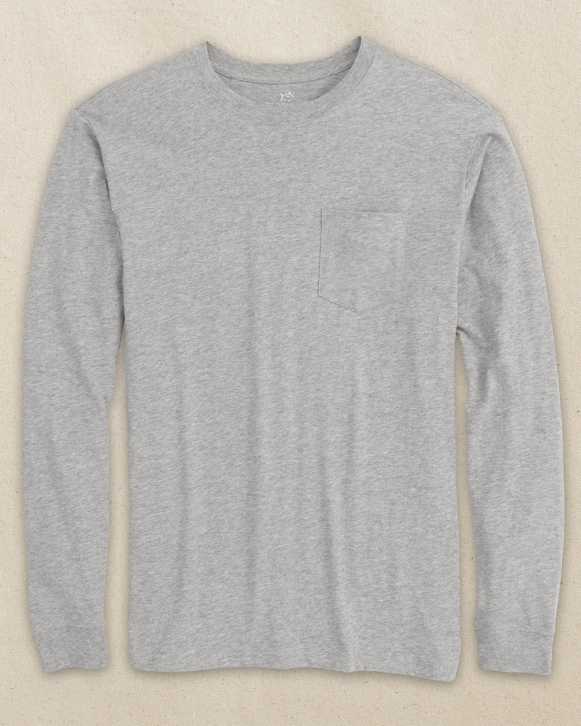 Men's Heather Grey Classic Long Sleeve Pocket T-Shirt | Southern Tide