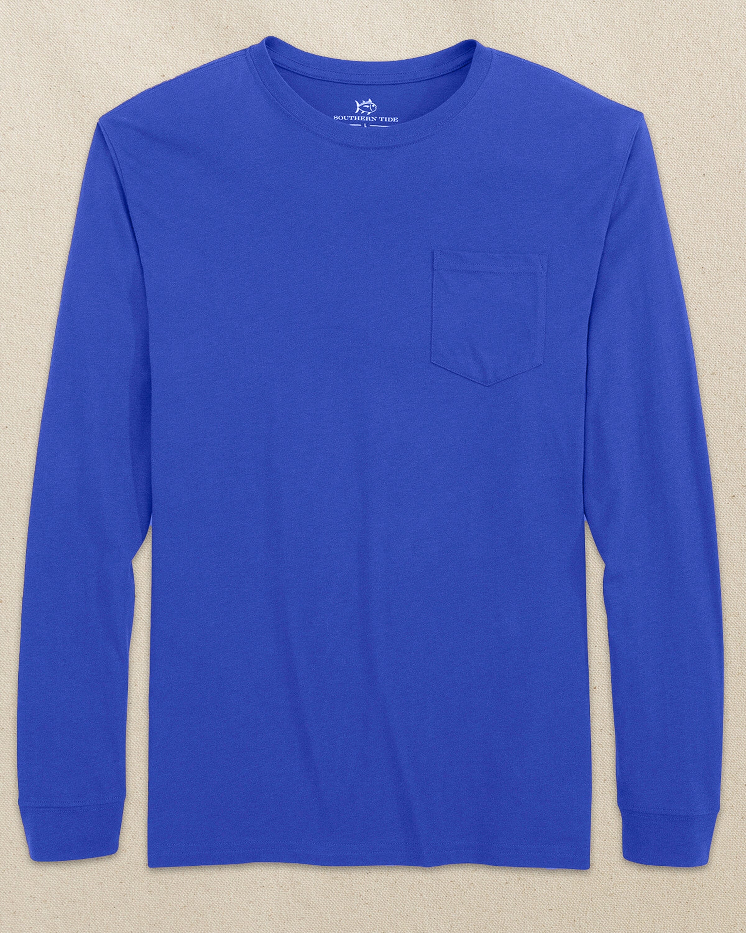 Men's University Blue Long Sleeve Pocket T-Shirt | Southern Tide