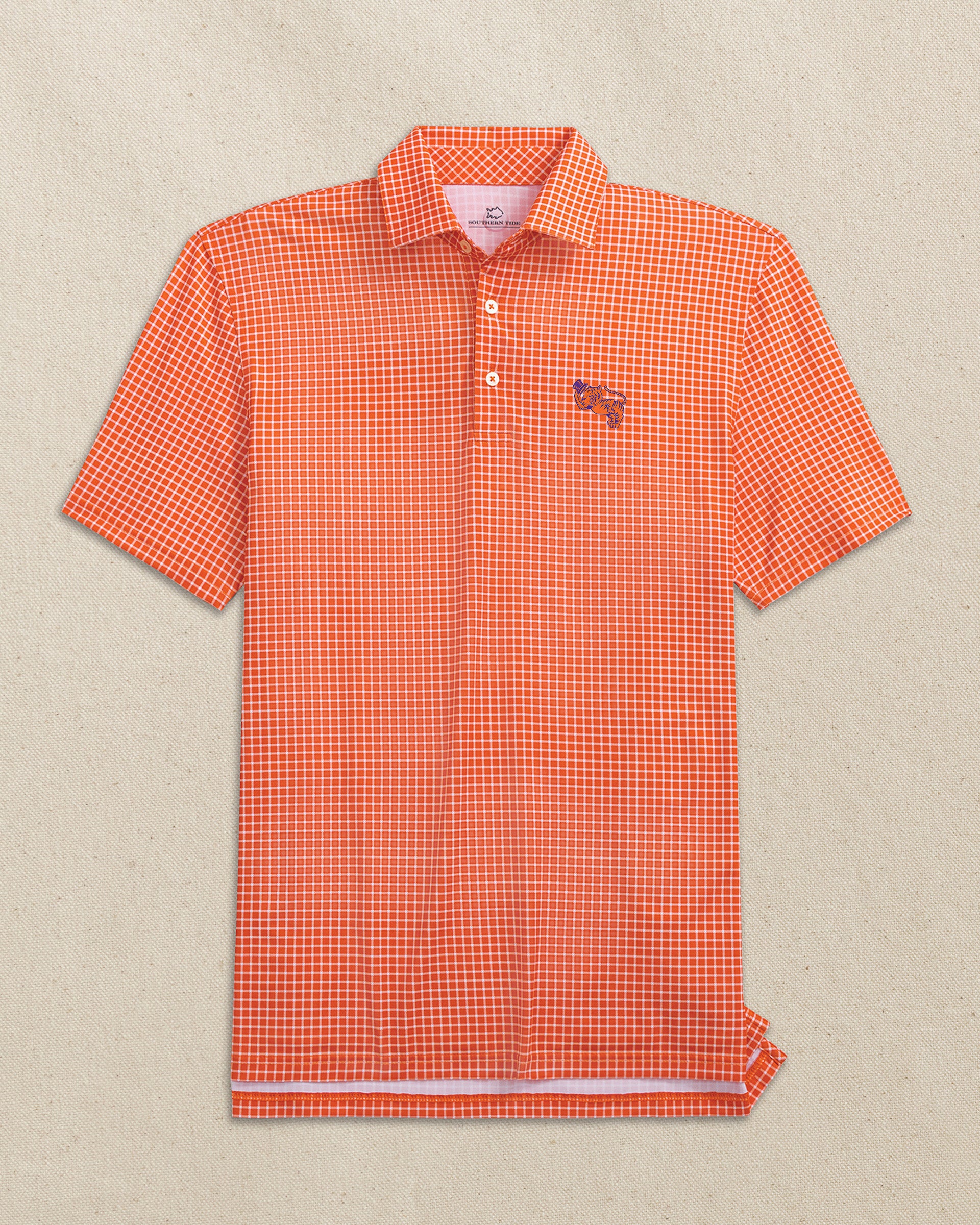 Men's Clemson Gentleman Tiger Dunes Edge Plaid Polo | Southern Tide