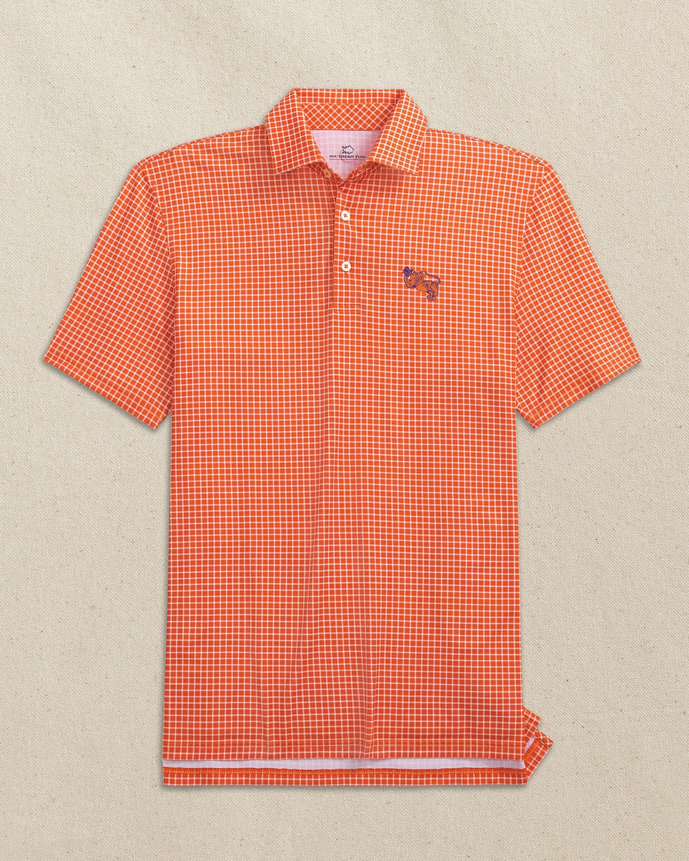 Clemson Gentleman Tiger Driver Dunes Edge Plaid Polo C_Polo Shirts Southern Tide 