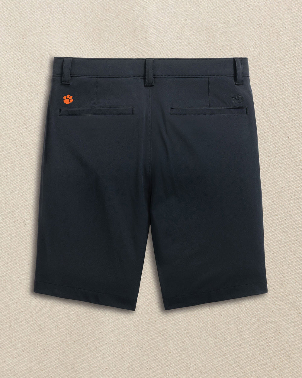 The back view of the Southern Tide Clemson Tigers brrr°®-die 8" Performance Short by Southern Tide - Caviar Black