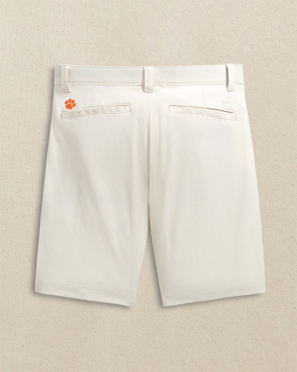 The back view of the Southern Tide Clemson Tigers brrr°®-die 8" Performance Short by Southern Tide - Stone