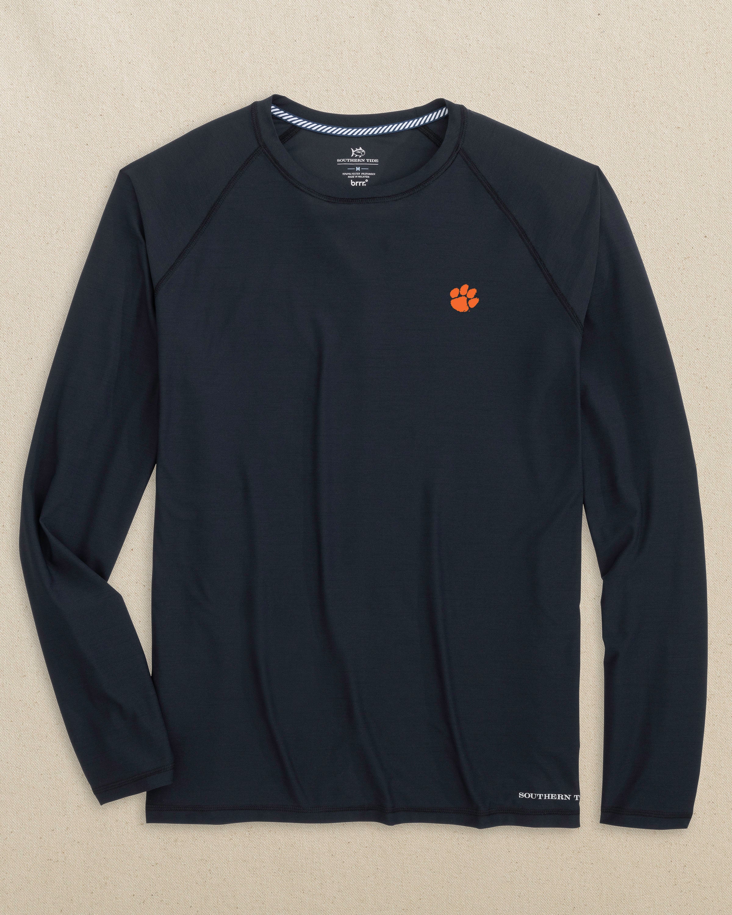 Southern Tide Clemson Tigers brrr-illiant Performance Long Sleeve T-Shirt Black (Size L) 46% Brrr Polyester 46% Polyester 8% Spandex