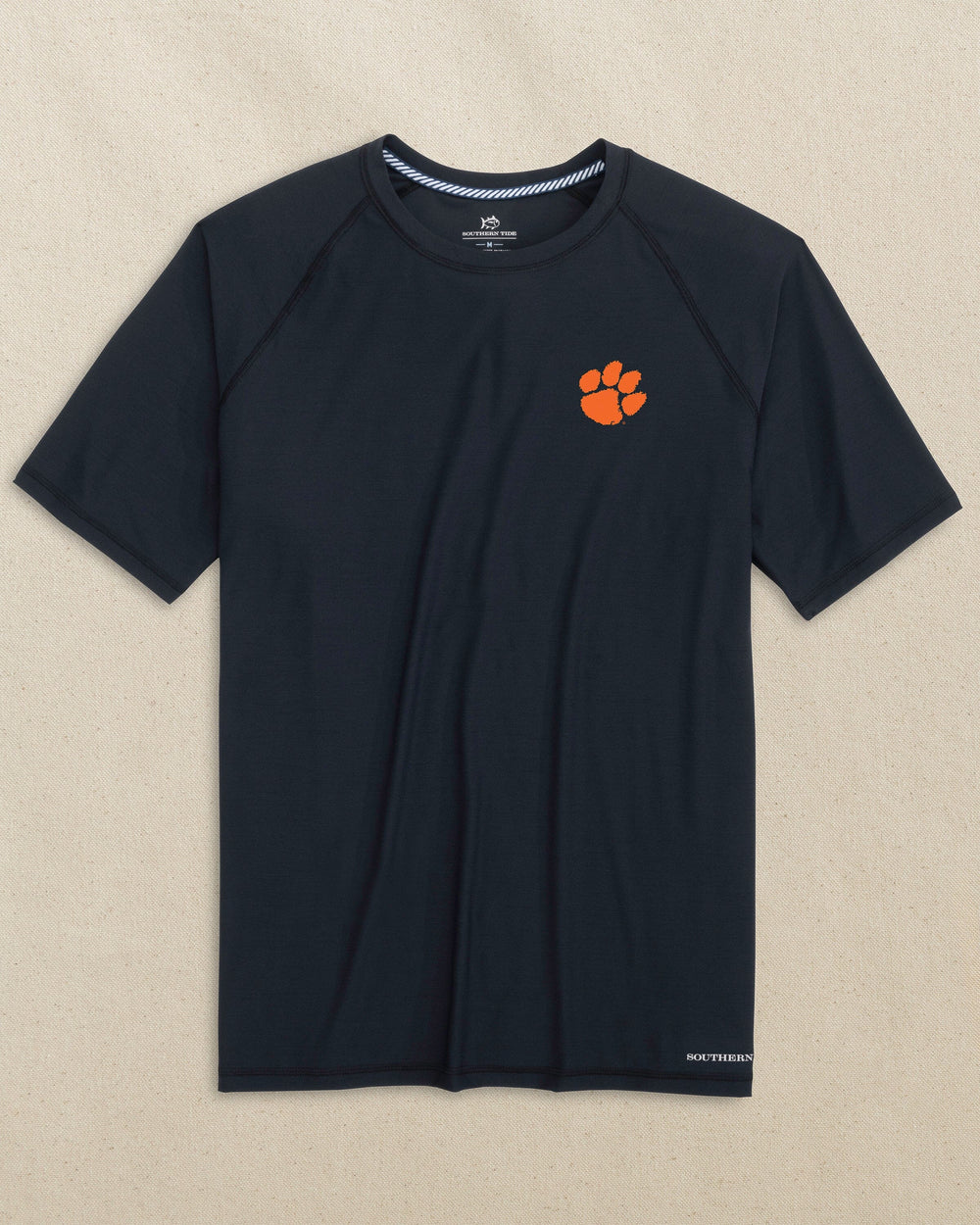 The front view of the Southern Tide Clemson Tigers brrr°®-illiant Performance T-Shirt by Southern Tide - Caviar Black