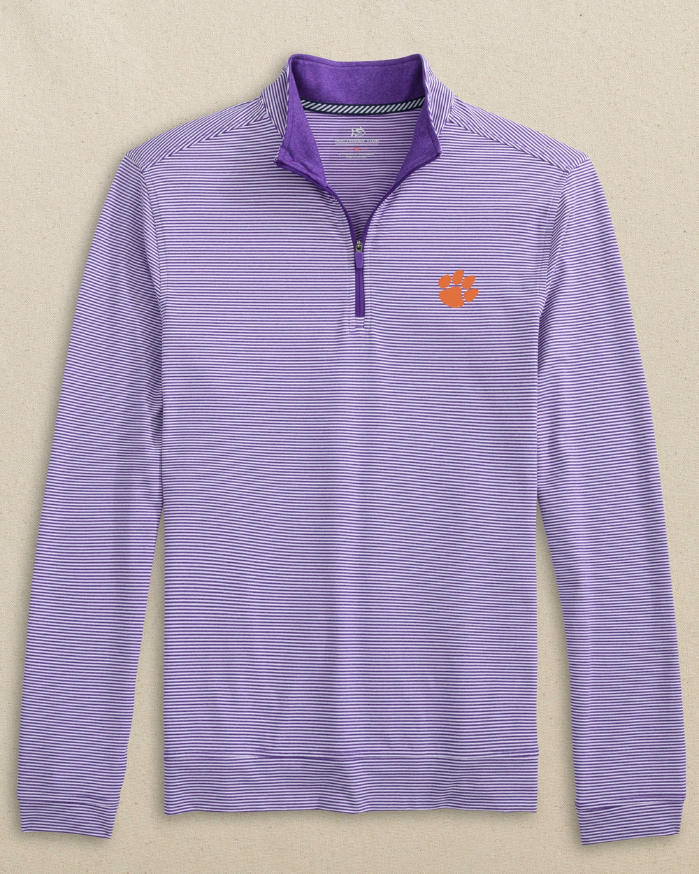Clemson Tigers Cruiser Micro-Stripe Heather Quarter Zip C_Outerwear Southern Tide 