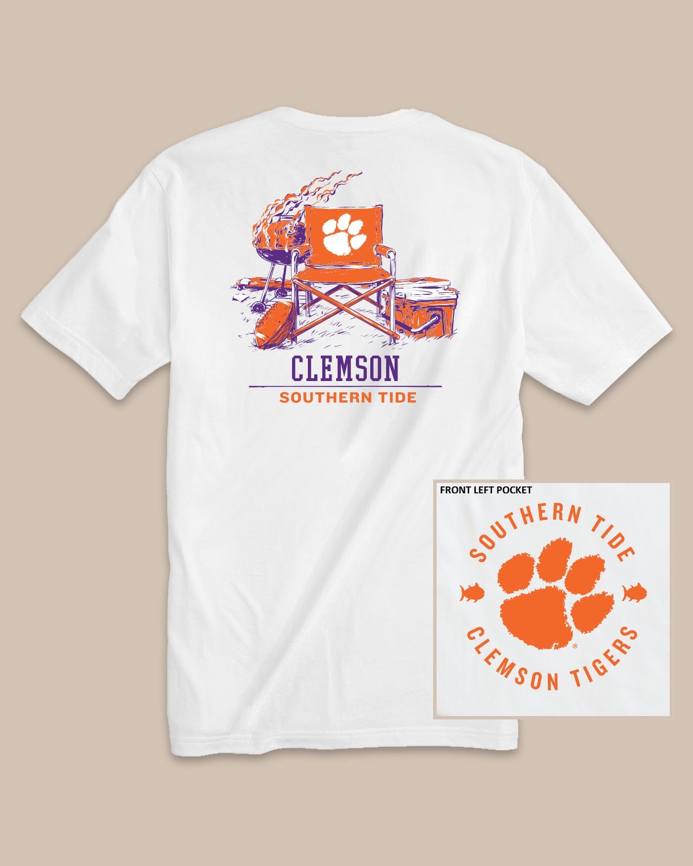 Southern Tide Men s Clemson Tigers Gameday BBQ Tailgate T Shirt