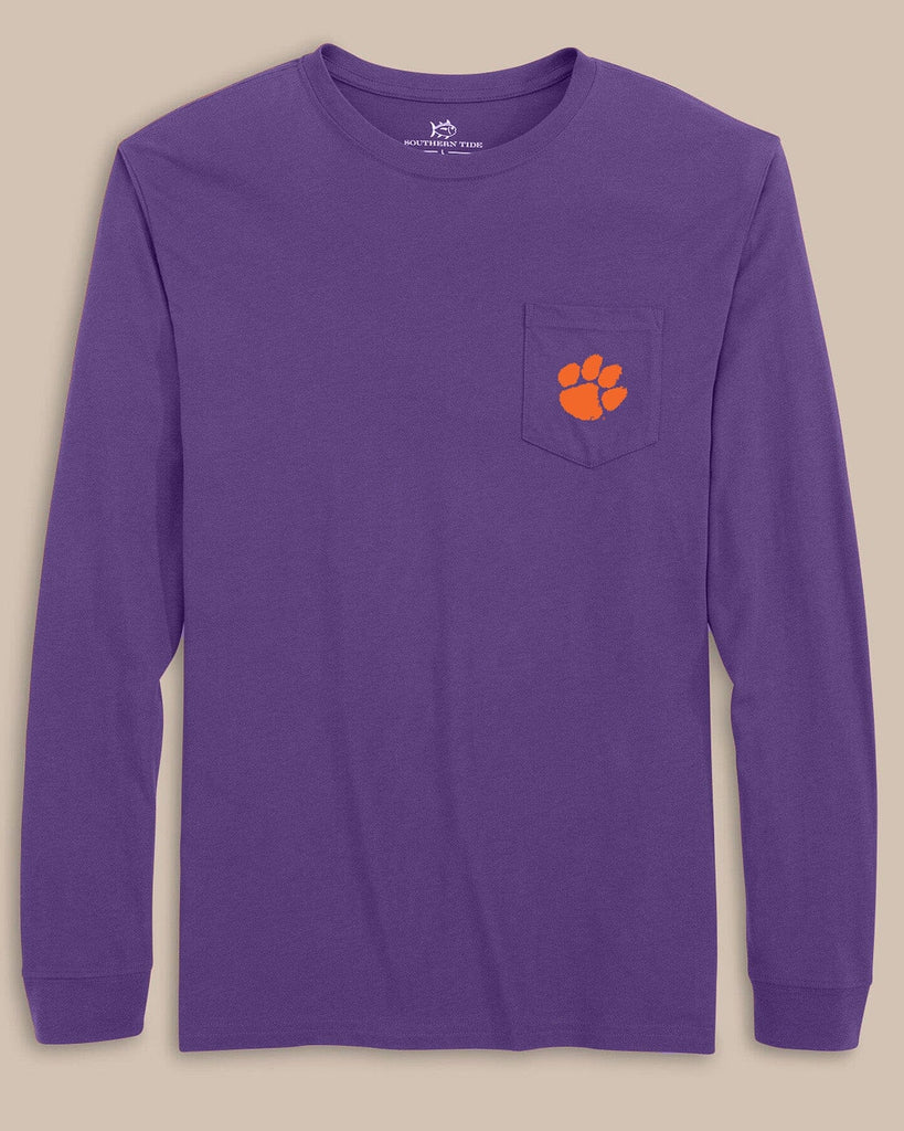 Southern Tide Clemson Tigers Gameday Embroidered Long Sleeve T-Shirt White (Size S) 100% Cotton