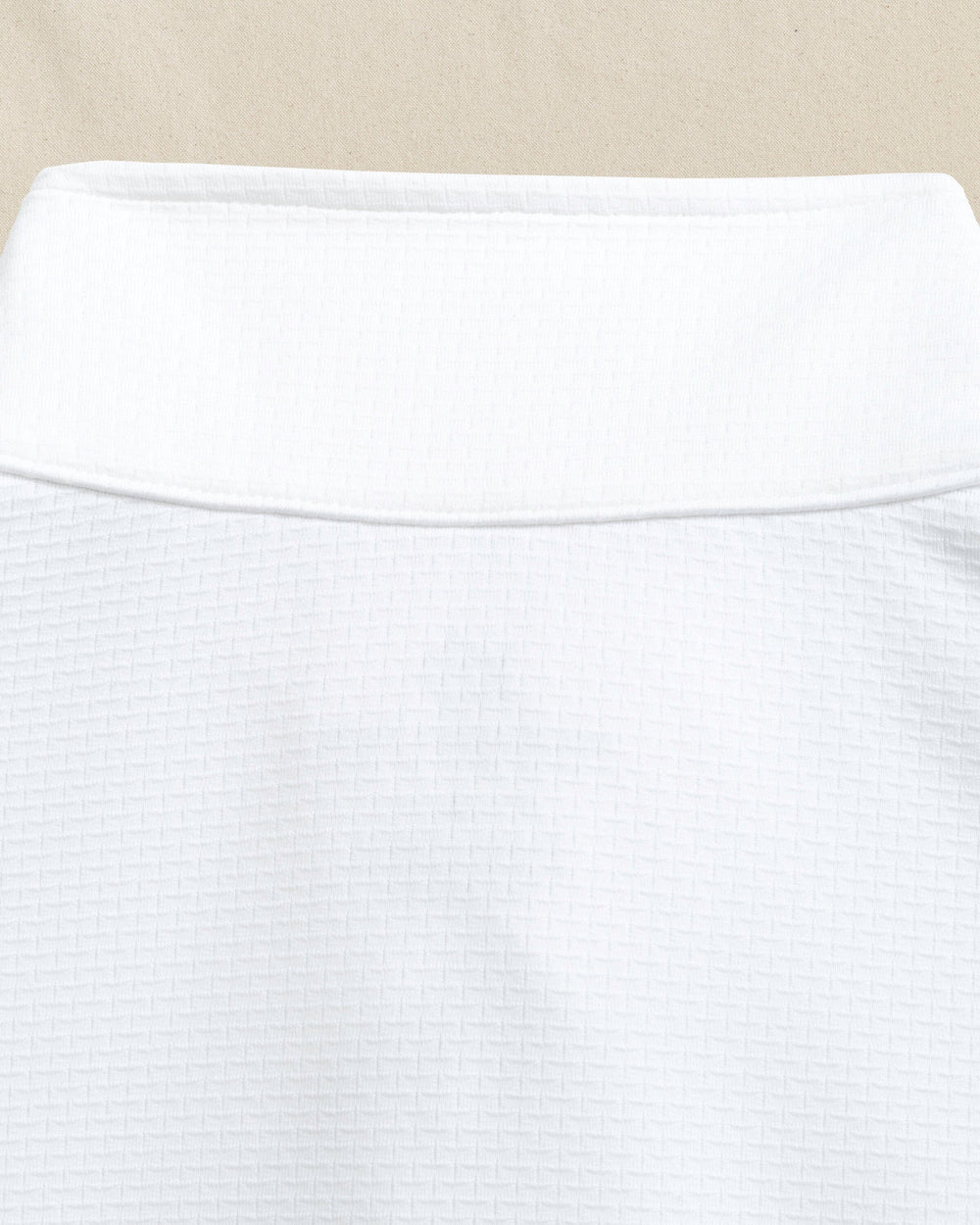 The detail view of the Southern Tide Clemson Tigers Schooner Quarter Zip by Southern Tide - Classic White