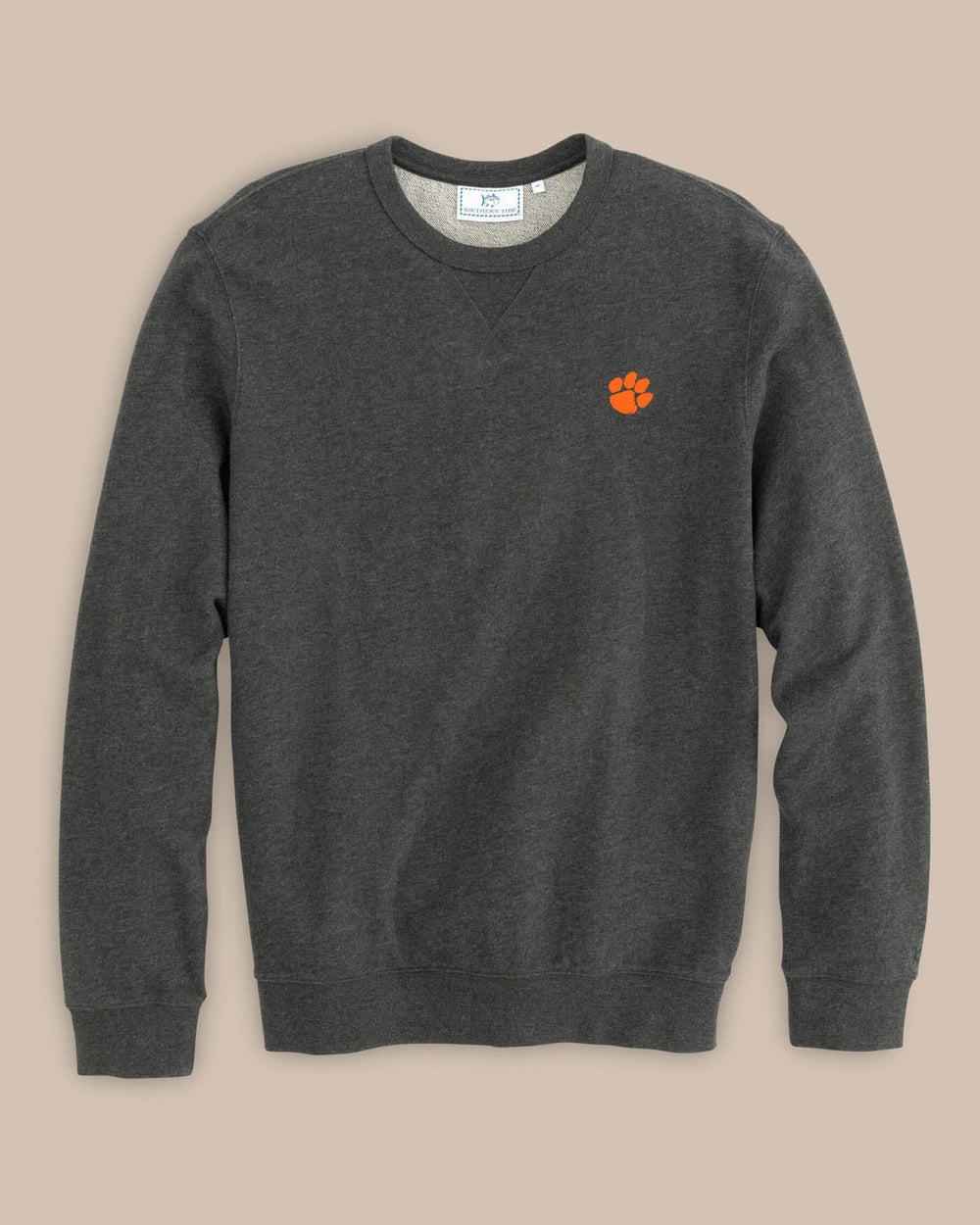 The front of the Men's Clemson Upper Deck Pullover Sweatshirt - Heather Black