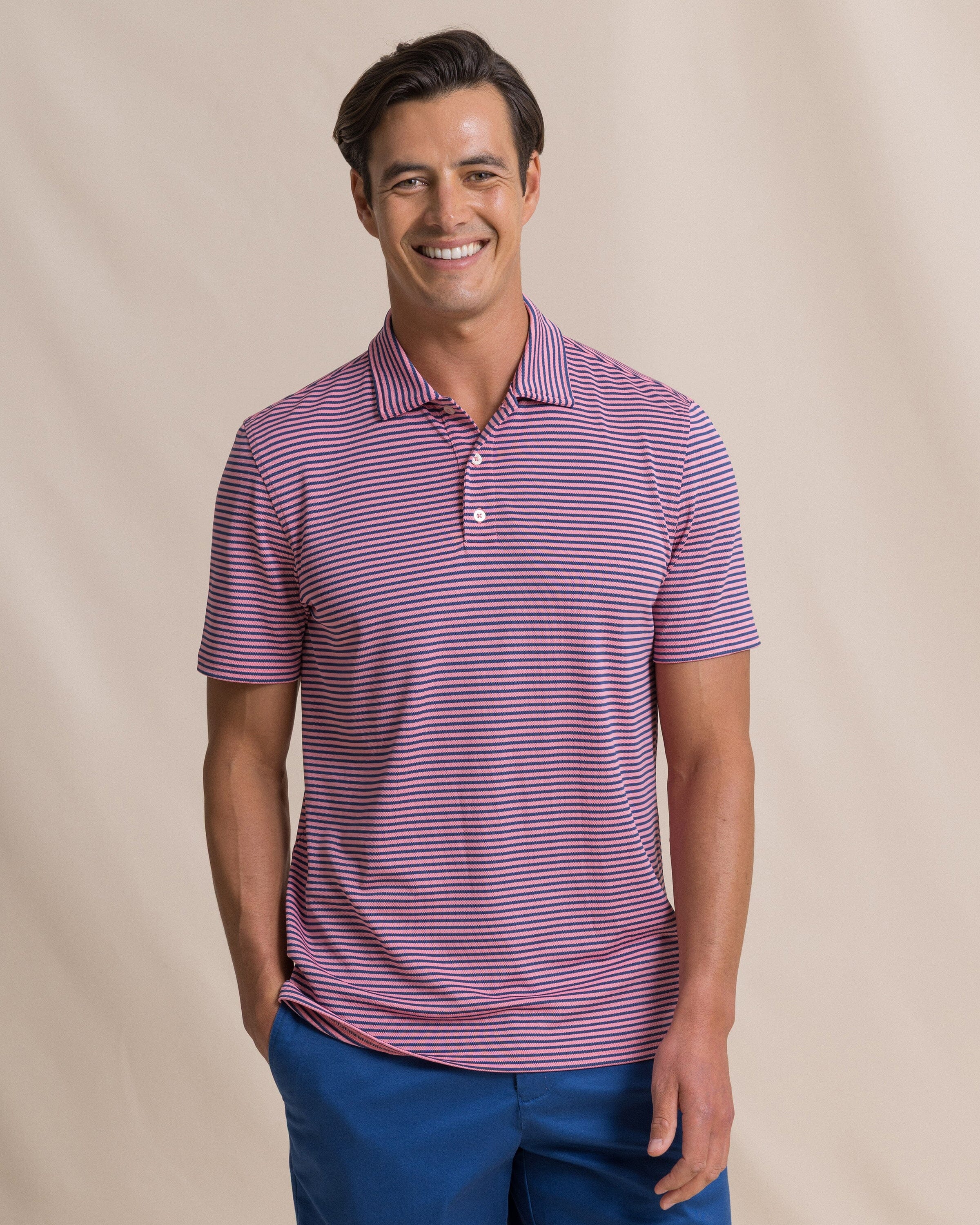 Men's Oceanfront Stripe Pique Performance Polo | Southern Tide