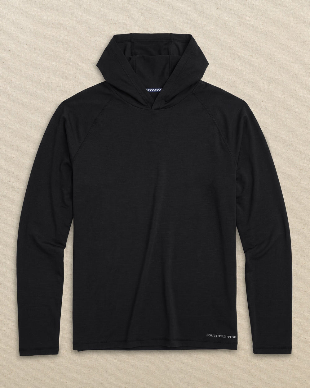 The front view of the Southern Tide Coastal Breeze® Performance Hoodie by Southern Tide - Caviar Black