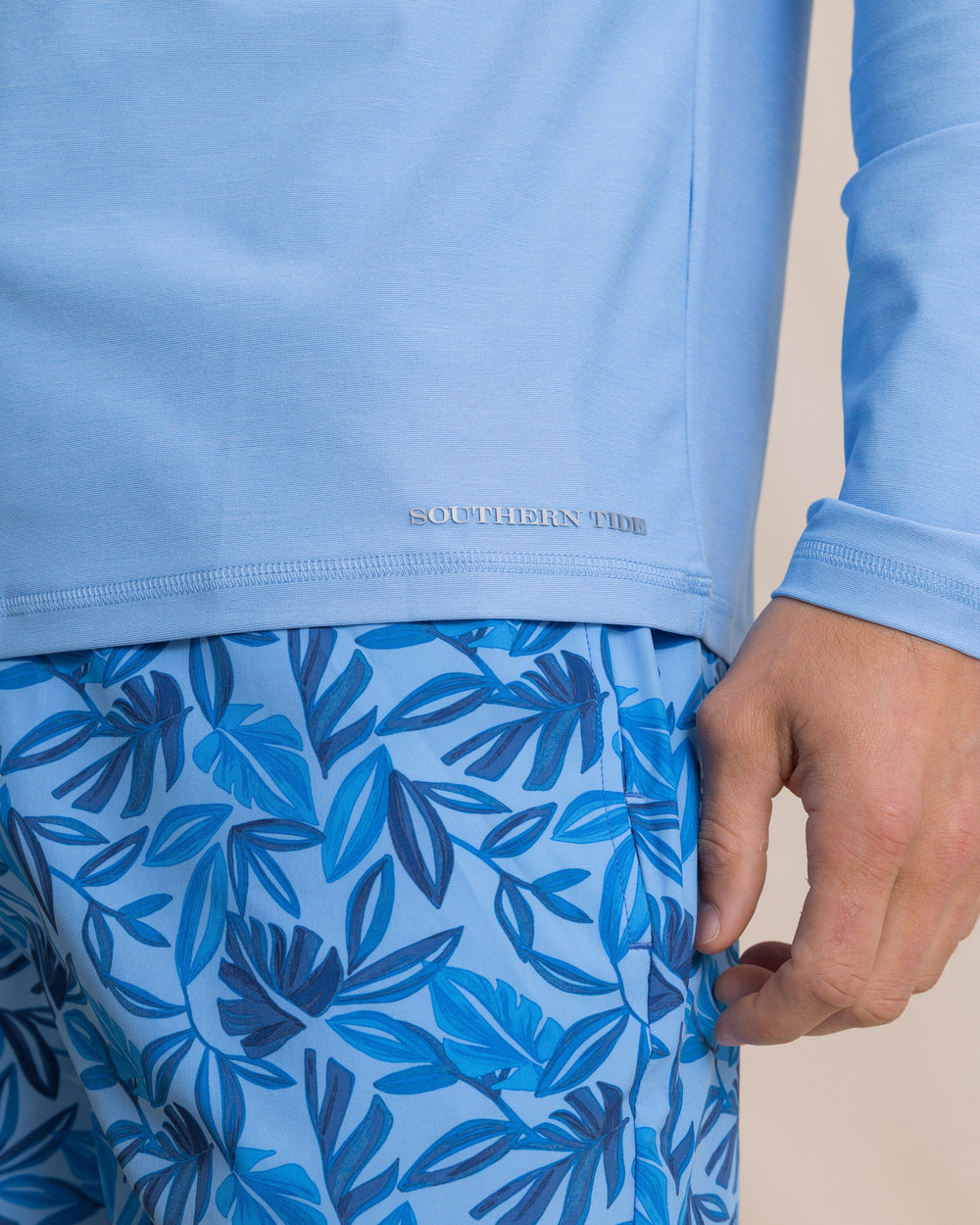 The detail view of the Southern Tide Coastal Breeze® Performance Hoodie by Southern Tide - Ocean Channel