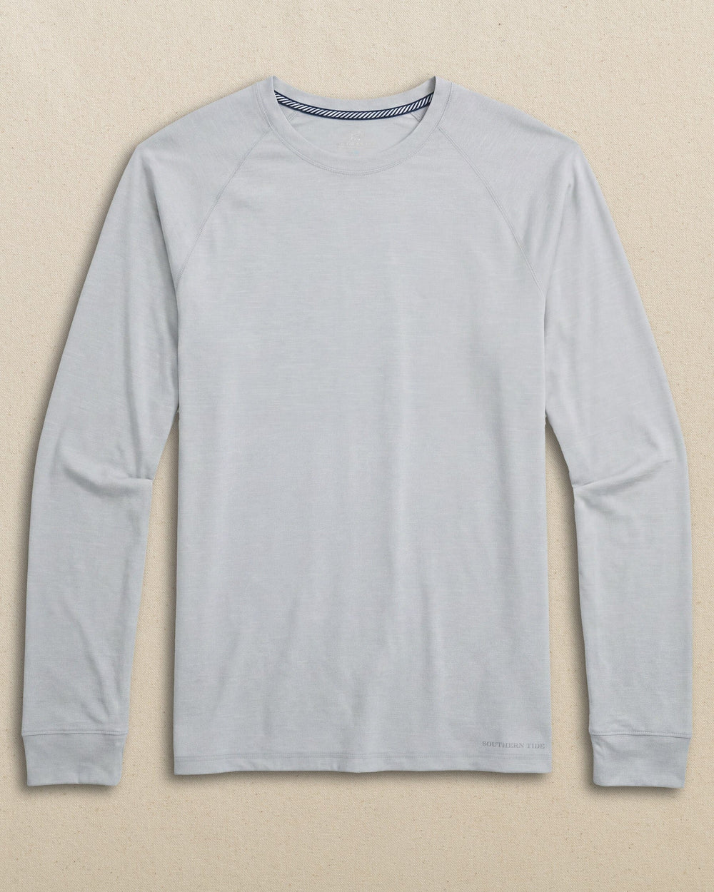 The front view of the Southern Tide Coastal Breeze® Performance Long Sleeve T-Shirt by Southern Tide - Platinum Grey
