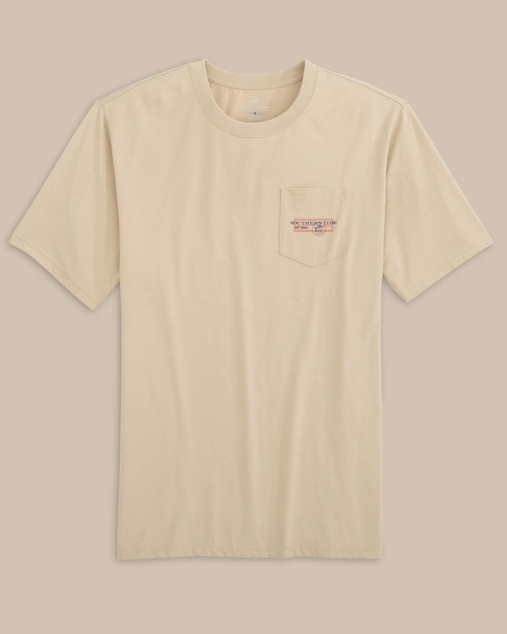 The front view of the Southern Tide Coastal Fishing License Short Sleeve T-Shirt by Southern Tide - Irish Cream