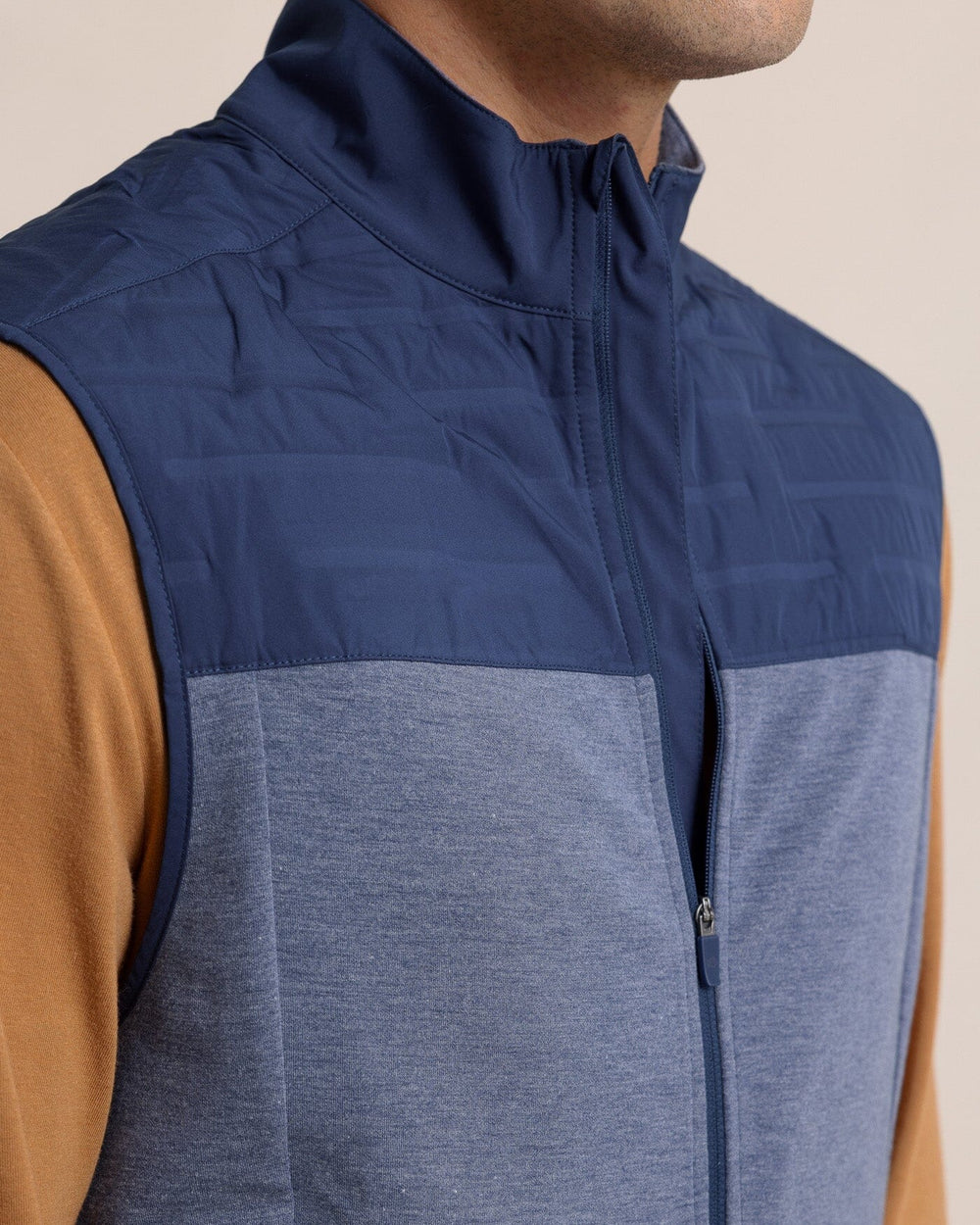 The detail view of the Southern Tide Coligny Quilted Vest by Southern Tide - Dress Blue