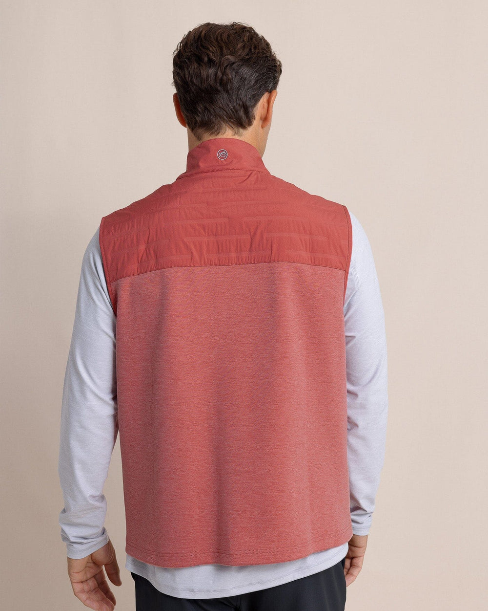 The back view of the Southern Tide Coligny Quilted Vest by Southern Tide - Mineral Red