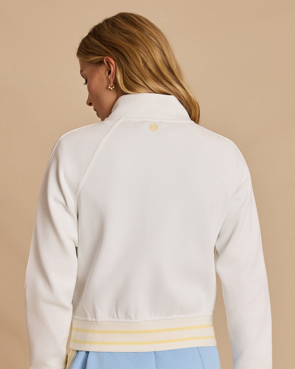 The back view of the Southern Tide Colorblock Bomber Jacket by Southern Tide - Classic White