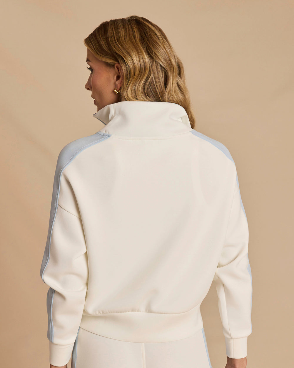 The back view of the Southern Tide Colorblock Lounge Quarter Zip by Southern Tide - Star White